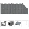 Ensemble De Clôture WPC 2 Carré Et 1 Incliné 472 X 185 Cm Gris