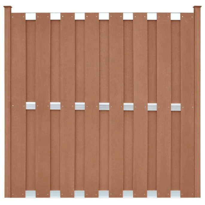 Ensemble De Clôture WPC 4 Carré + 1 Incliné 842 X 185 Cm Marron – Image 3