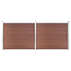 Ensemble De Panneau De Clôture WPC 353x146 Cm Marron