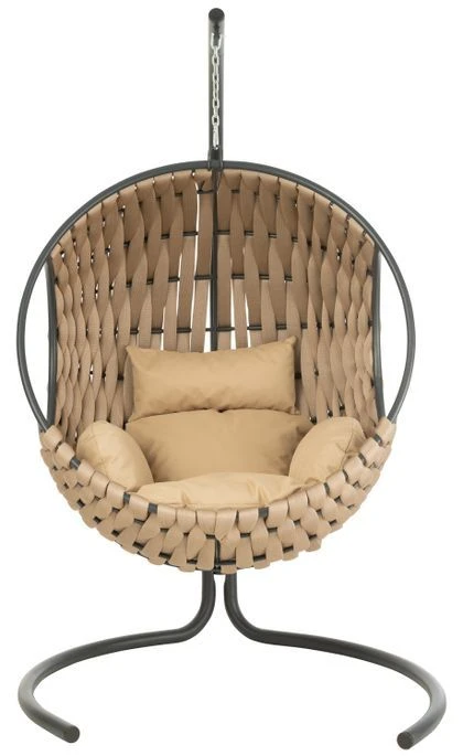 Fauteuil Suspendu Avec Coussin Métal Beige Pona – Image 2