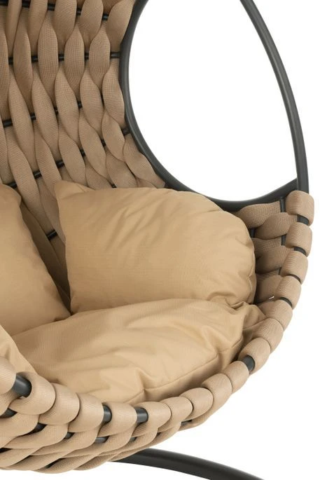 Fauteuil Suspendu Avec Coussin Métal Beige Pona – Image 7