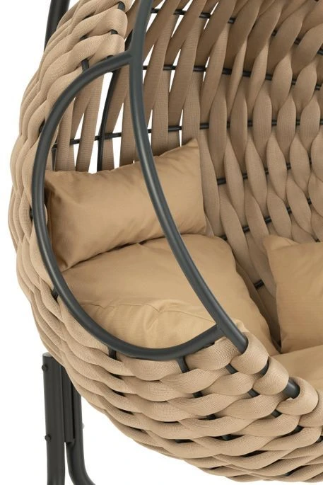 Fauteuil Suspendu Avec Coussin Métal Beige Pona – Image 8