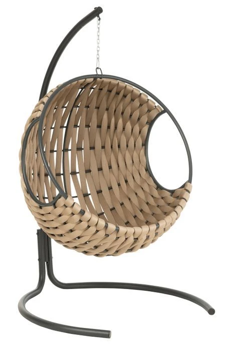 Fauteuil Suspendu Avec Coussin Métal Beige Pona – Image 9