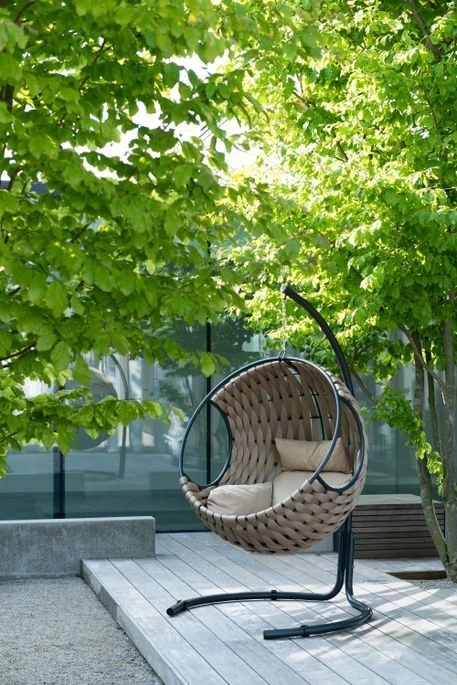 Fauteuil Suspendu Avec Coussin Métal Beige Pona – Image 10