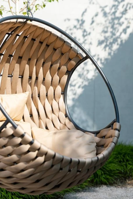 Fauteuil Suspendu Avec Coussin Métal Beige Pona – Image 11