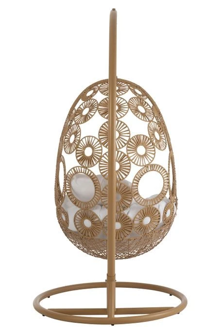 Fauteuil Suspendu Avec Coussins Aluminium Et Roseau Beige Ila – Image 4