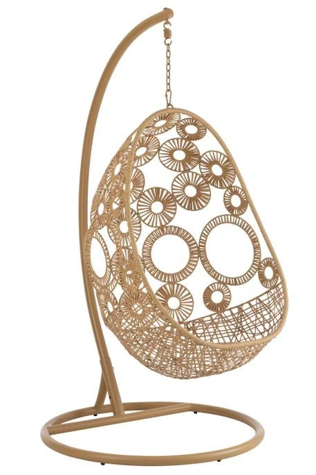 Fauteuil Suspendu Avec Coussins Aluminium Et Roseau Beige Ila – Image 9