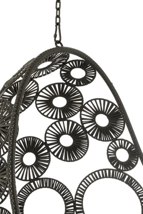 Fauteuil Suspendu Avec Coussins Métal Et Roseau Noir Bula – Image 6