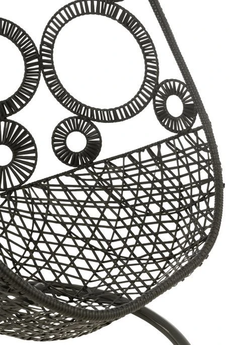 Fauteuil Suspendu Avec Coussins Métal Et Roseau Noir Bula – Image 7