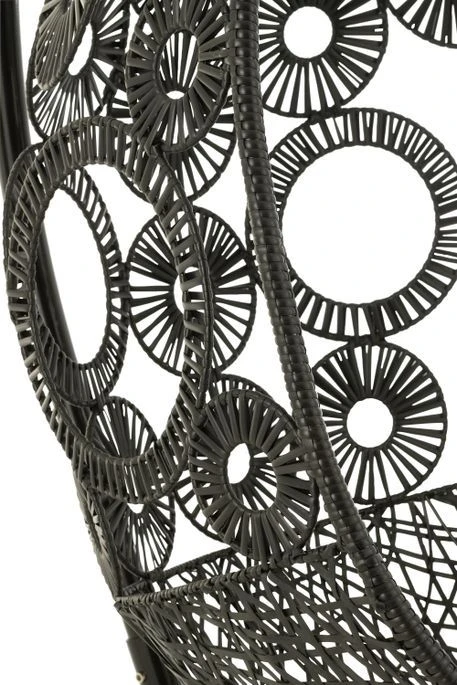 Fauteuil Suspendu Avec Coussins Métal Et Roseau Noir Bula – Image 8