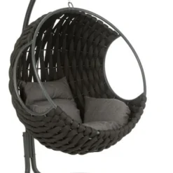 Fauteuil Suspendu Avec Coussins Métal Noir Vega