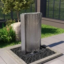Fontaine De Jardin Argenté 60,2x37x122,1 Cm Acier Inoxydable