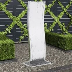 Fontaine De Jardin Avec Pompe Acier Inoxydable 130 Cm Courbé