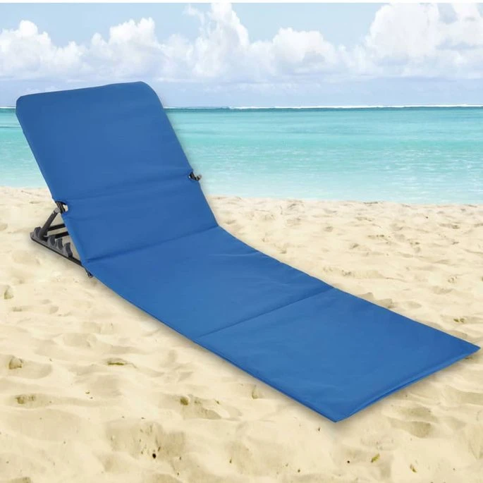 HI Chaise Tapis De Plage Pliable PVC Bleu – Image 2