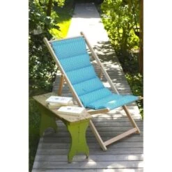 JARDIN PRIVE Chilienne Matelassée Fjord - Avec Toile Amovible - 3 Positions D'inclinaison - Bleu Canard