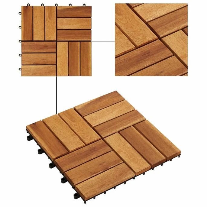 Kit Tuiles De Plancher En Acacia 30 X 30 Cm 20 Pcs – Image 4