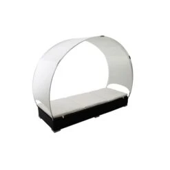 Lit De Jardin En Résine Tressée Noir Avec Parasol