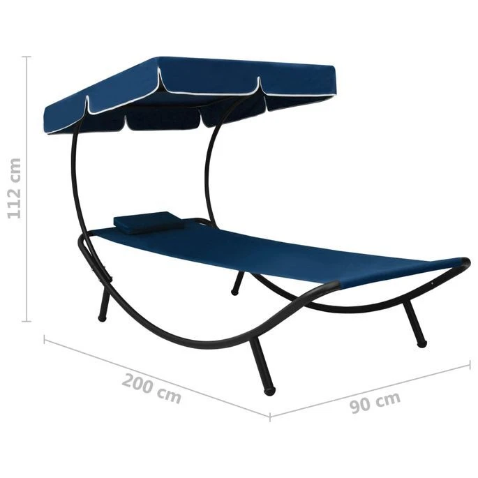 Lit De Repos D'extérieur Avec Auvent Et Oreiller Bleu – Image 7