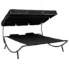 Lit De Repos D'extérieur Avec Auvent Et Oreillers Noir