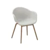 Lot De 2 Fauteuils Scandinave - Assise En Plastique, Pied En Acier Avec Décor Bois Naturel - Blanc