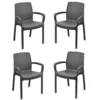 Lot De 4 Fauteuil Empilable REGINA En Résine Tréssée - Gris Anthracite