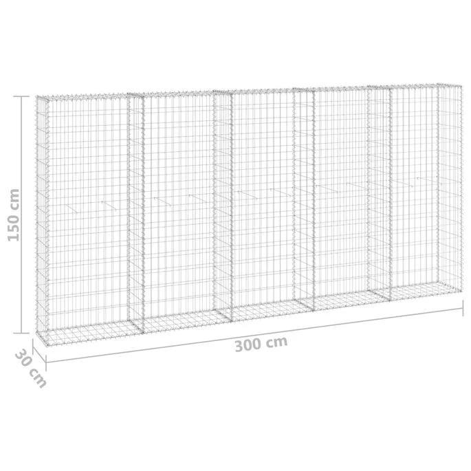 Mur En Gabion Avec Couvercles Acier Galvanisé 300x30x150 Cm – Image 6
