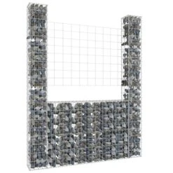 Panier De Gabion En Forme De U Avec 2 Poteaux Fer 140x20x200 Cm