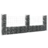 Panier De Gabion En Forme De U Avec 3 Poteaux Fer 260x20x100 Cm