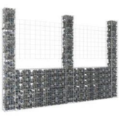 Panier De Gabion En Forme De U Avec 3 Poteaux Fer 260x20x200 Cm