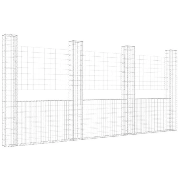 Panier De Gabion En Forme De U Avec 4 Poteaux Fer 380x20x200 Cm – Image 2