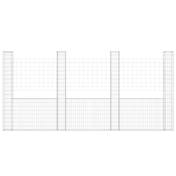 Panier De Gabion En Forme De U Avec 4 Poteaux Fer 380x20x200 Cm – Image 3