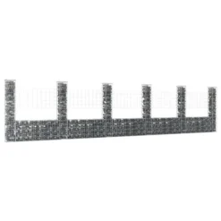 Panier De Gabion En Forme De U Avec 6 Poteaux Fer 620x20x150 Cm