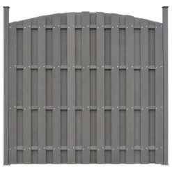 Panneau De Clôture Avec 2 Poteaux WPC 180x(165-180) Cm Gris 2