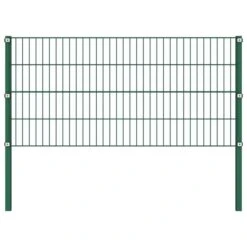 Panneau De Clôture Avec Poteaux Fer 1,7 X 0,8 M Vert