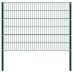 Panneau De Clôture Avec Poteaux Fer 1,7 X 1,2 M Vert
