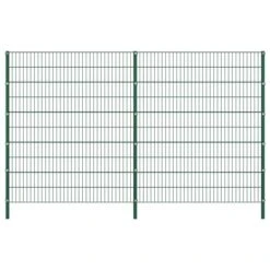 Panneau De Clôture Avec Poteaux Fer 3,4 X 2 M Vert