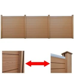 Panneaux De Clôture De Jardin 3 Pcs WPC 538 Cm Marron