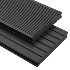 Panneaux De Terrasse Solides Et Accessoires WPC 20m² 2,2 M Noir