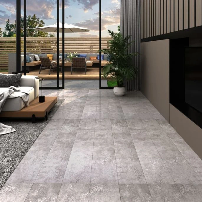 Planche De Plancher PVC Autoadhésif 5,21 M² 2 Mm Gris Terre