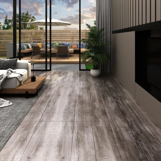 Planche De Plancher PVC Autoadhésif 5,21 M² 2mm Marron Bois Mat