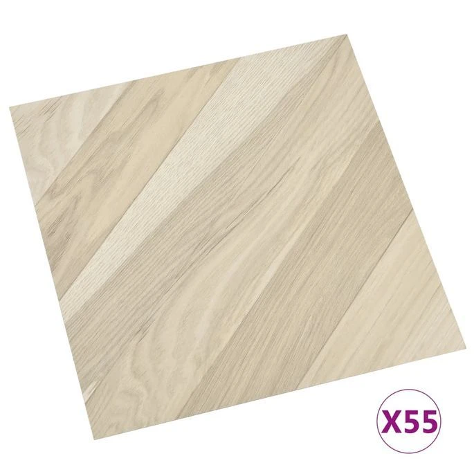 Planches De Plancher Autoadhésives 55 Pcs PVC 5,11m² Beige Rayé – Image 2