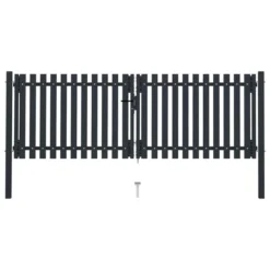 Portail De Clôture à Double Porte Acier 306x125 Cm Anthracite