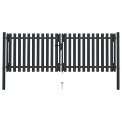 Portail De Clôture à Double Porte Acier 306x150 Cm Anthracite