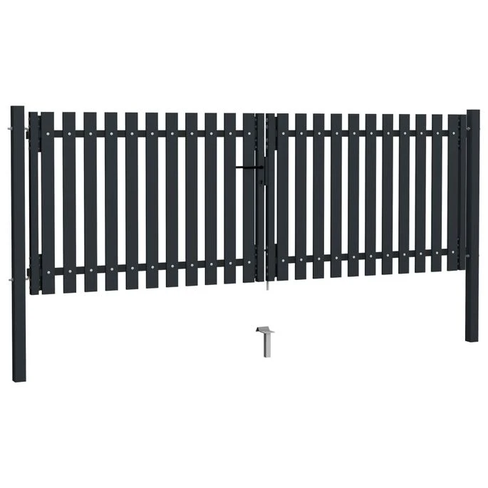 Portail De Clôture à Double Porte Acier 306x175 Cm Anthracite – Image 2