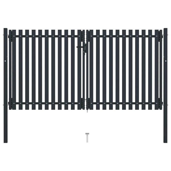Portail De Clôture à Double Porte Acier 306x200 Cm Anthracite