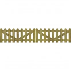 Portail De Clôture à Piquets 2 Pcs Bois Imprégné 300x60 Cm