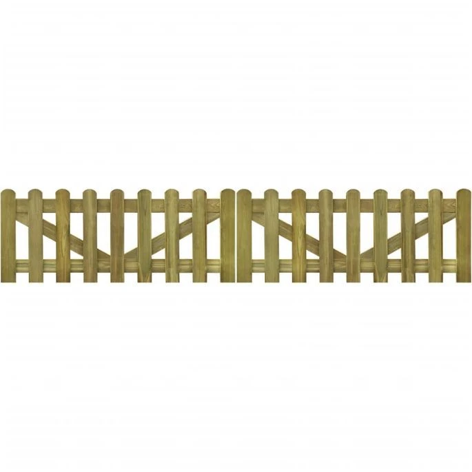 Portail De Clôture à Piquets 2 Pcs Bois Imprégné 300x60 Cm