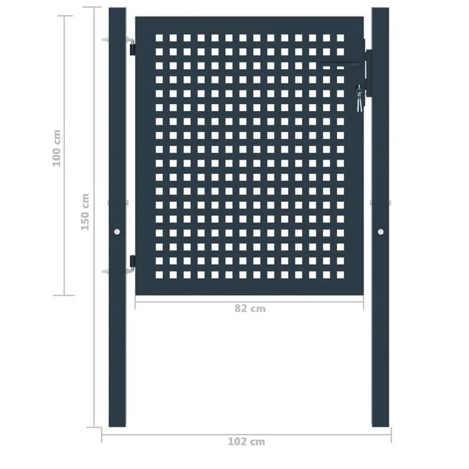 Portail De Clôture Anthracite 102x150 Cm Acier – Image 4