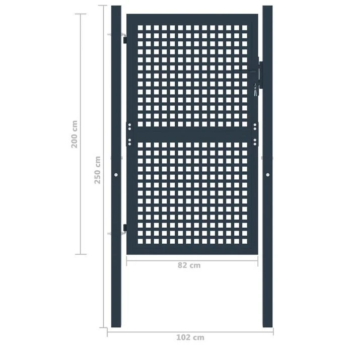 Portail De Clôture Anthracite 102x250 Cm Acier – Image 4