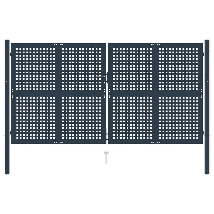Portail De Clôture Anthracite 306x225 Cm Acier